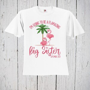 I'm Going To Be A Flamazing Big Sister Shirt, Pregnancy Announcement, Pink Flamingo, Promoted to Big Sis, Baby Reveal, Girl Baby Shower Gift Bild 1