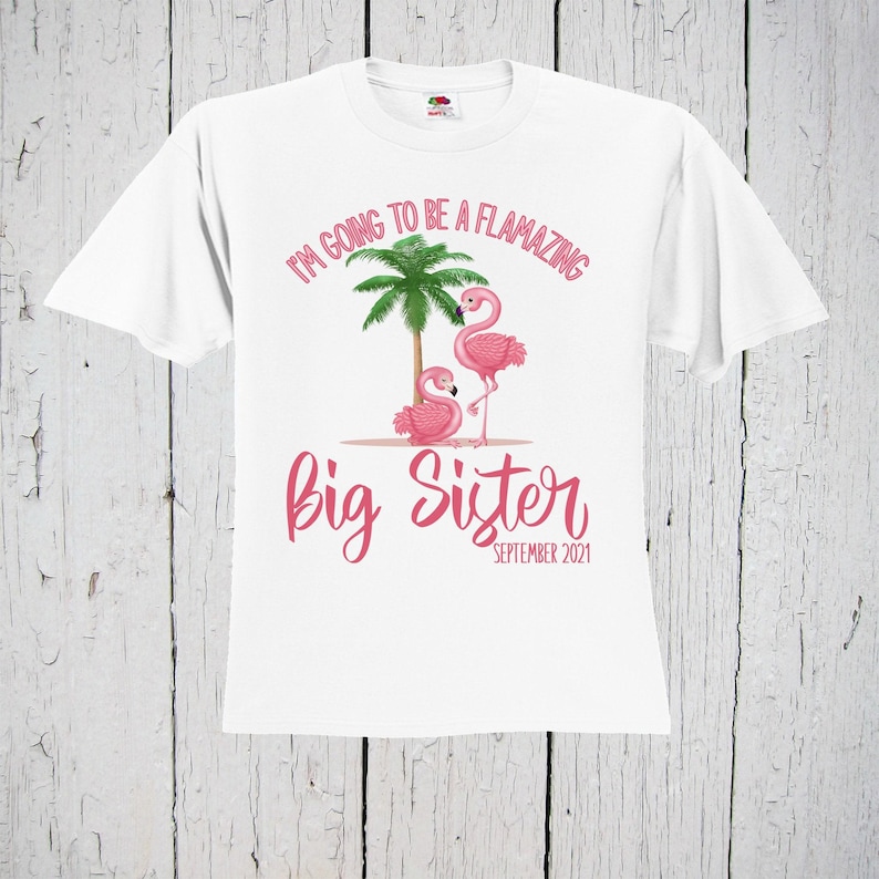I'm Going To Be A Flamazing Big Sister Shirt, Pregnancy Announcement, Pink Flamingo, Promoted to Big Sis, Baby Reveal, Girl Baby Shower Gift Bild 1