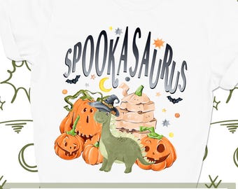 Spookasaurus Dinosaur Halloween Tshirt, Happy Halloween Kids Pumpkin Shirt, Cute Dinosaur Gifts, Trendy Spooky Shirt, Funny Teacher Shirt