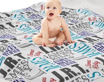 Personalized Baby Blanket, Stroller Blanket With Name, Gift For Baby Boy, Custom Name Blanket Gift, Velveteen Personalized Swaddle Blanket