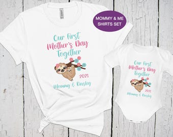 First Mother's Day Shirts, Sloth Mommy and Baby, Mommy and Me Outfits, Mother Daughter, Mom Life Shirt, Baby Bodysuit, Matching Sloth Shirts