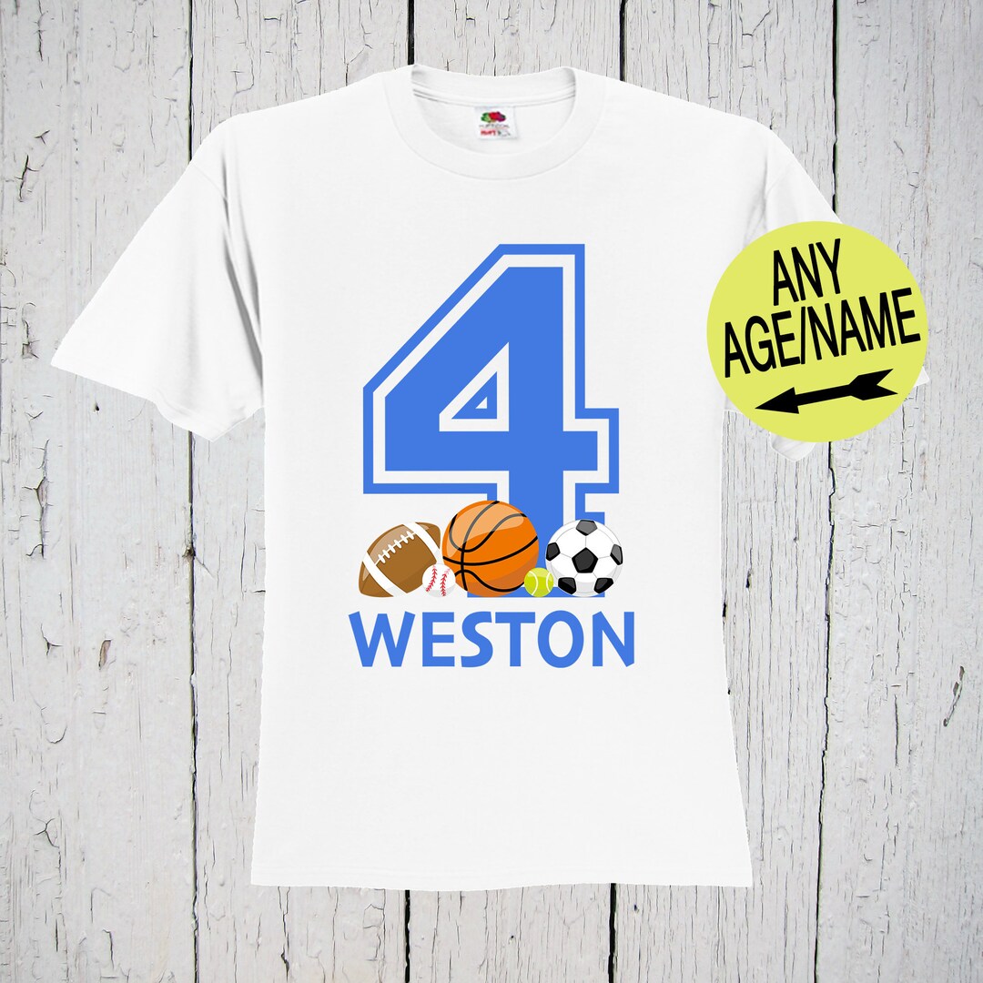 Personalized Sports Birthday Shirt, Sports Theme, Boys Football Shirt