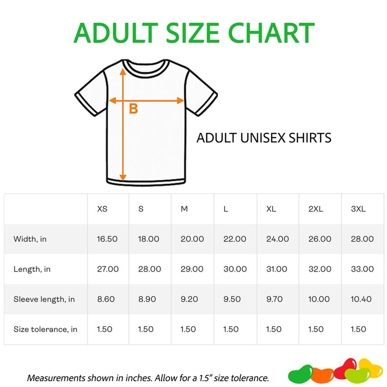 a size chart for a t - shirt with measurements