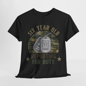 Personalized Military Birthday Party Shirt, Reporting For Duty Kids Birthday Shirt, Dog Tags Camouflage USA Soldier Patriotic Birthday Gift
