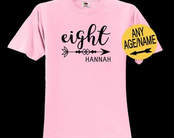 8th Birthday Shirt, Girls Birthday Shirt, Personalized Shirt, Custom Shirt, Birthday Girl Shirt, Eight Year Old Birthday, Eight and Great