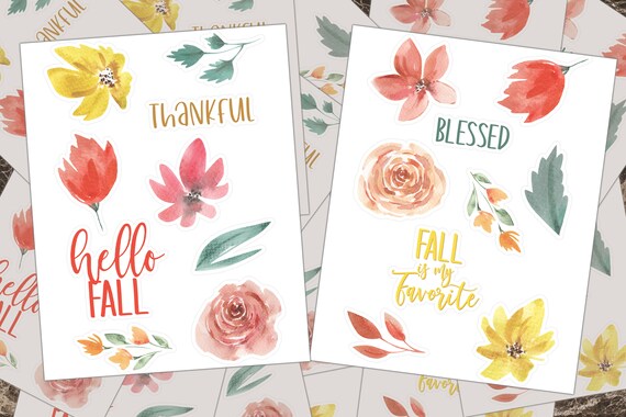 Fall Flower Stickers Fall Sticker Sheets Fall Leaves Favor - Etsy