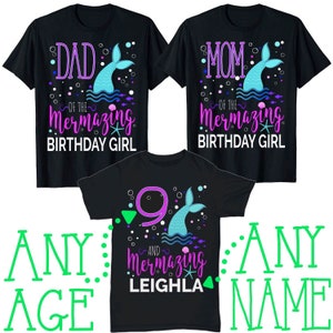 Matching Mermaid Birthday Shirts, Matching Family Outfits, Personalized Mermaid T-shirt, Mermaid Outfit, Mermaid Top, Girls Mermaid Outfit