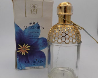 Parfüm-Flasche, GUERLAIN, leere Vintage-Flasche, Frau Parfüm, Frau Geschenk, Geschenk-Mädchen, Geschenk-Luxus, Geschenk Vintage, Aqua Allagoria, GENTIANA