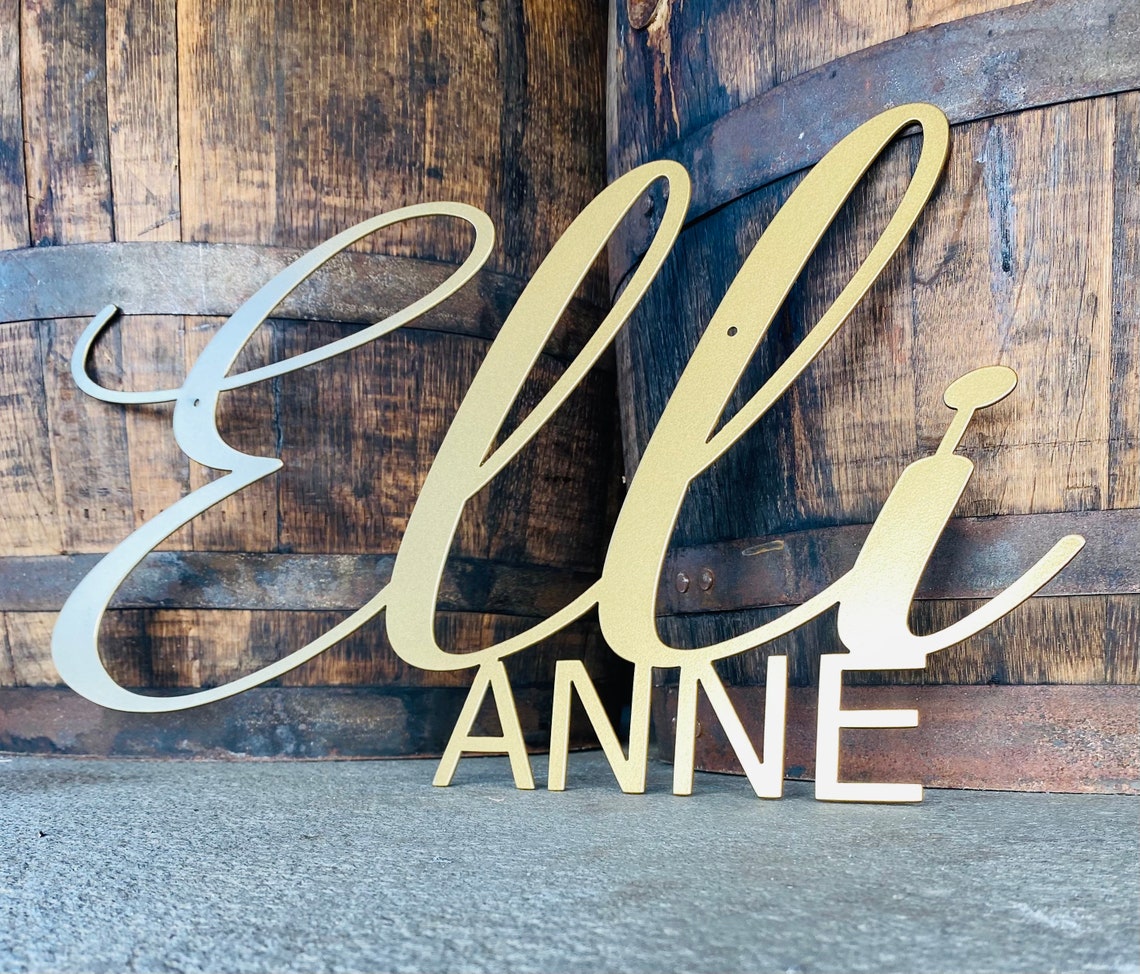 Custom Metal Nursery Name Sign Monogram Sign Bedroom Name Etsy