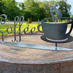 Coffee Sign with Base Stand | Coffee Metal Sign | Coffee Bar Decor | Kitchen Decor | Spring Decor | Easter
