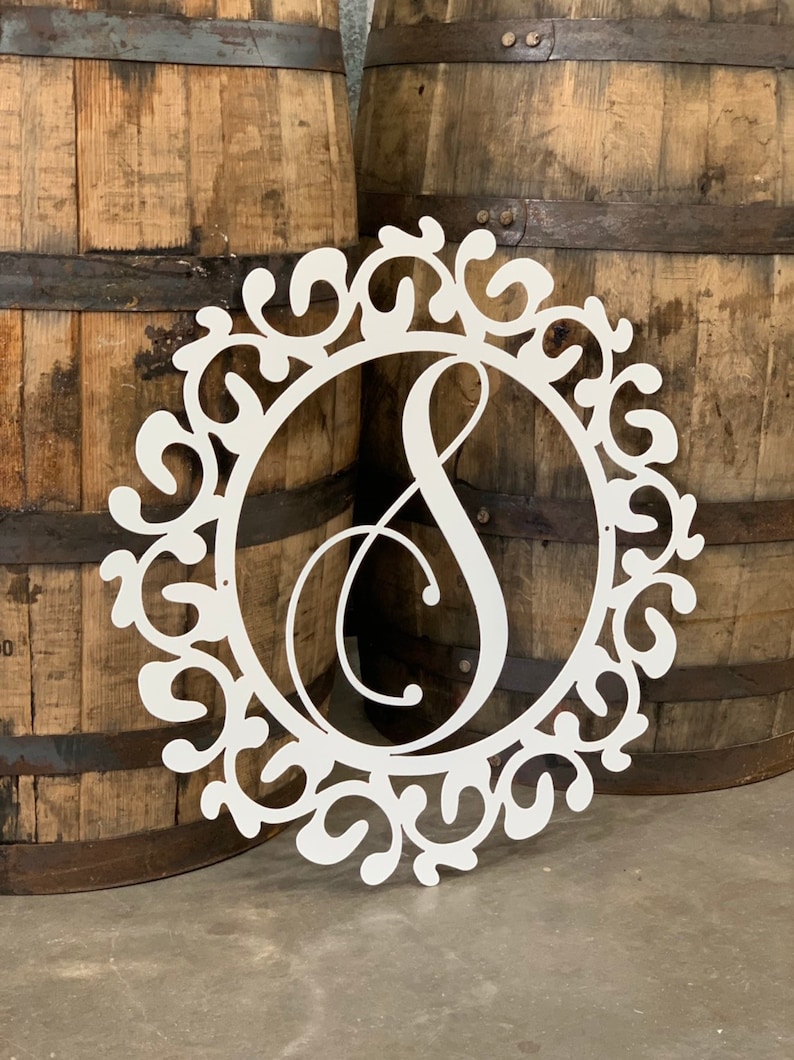 Large Monogram Metal Wall Sign Entryway Decor Bathroom Living Room Kitchen Outdoor Nursery Kid