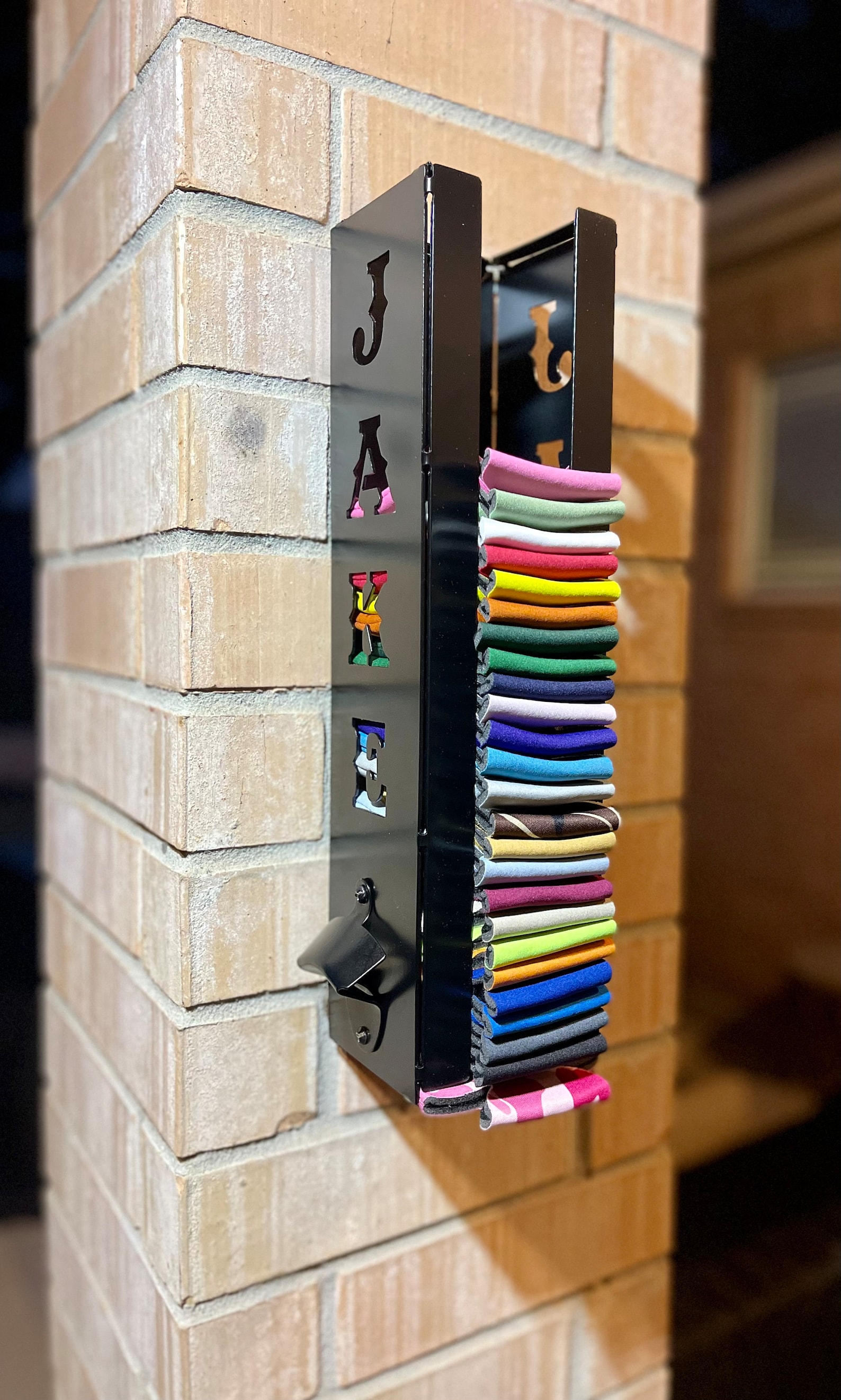 Personalized Can Cooler Holder with Bottle Opener | Custom Can Cooler Dispenser | Bottle Opener| Personalized | Birthday | Fathers day - Black