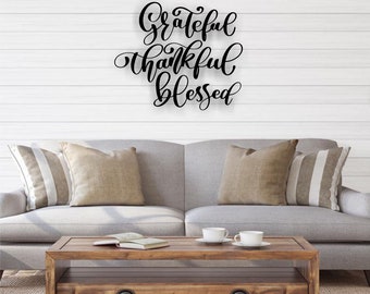 GRATEFUL THANKFUL BLESSED Metal Set of 3 Wall Decor Sign Entryway decor | living room decor | Halloween | Home decor | Thanksgiving