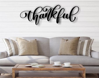 Large THANKFUL Metal Wall Sign | Entryway decor | living room decor | Outdoor decor | Easter