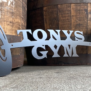 Personalized Gym Sign | Weights Sign | Metal Fitness Sign | Garage Sign | Workout Sign | Man cave sign | Barbell | Christmas | Birthday