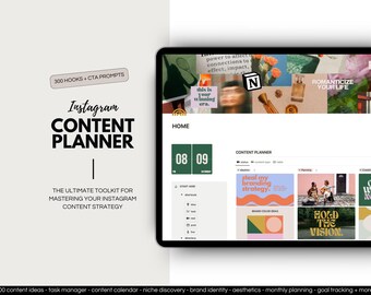 Notion Template Instagram Content Planner, Instagram Content Calendar, Social Media Planner, Instagram Content Marketing, Aesthetic Planner