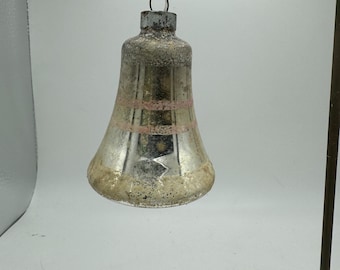 Vintage Silver Mercury Glass Bell Christmas Ornament
