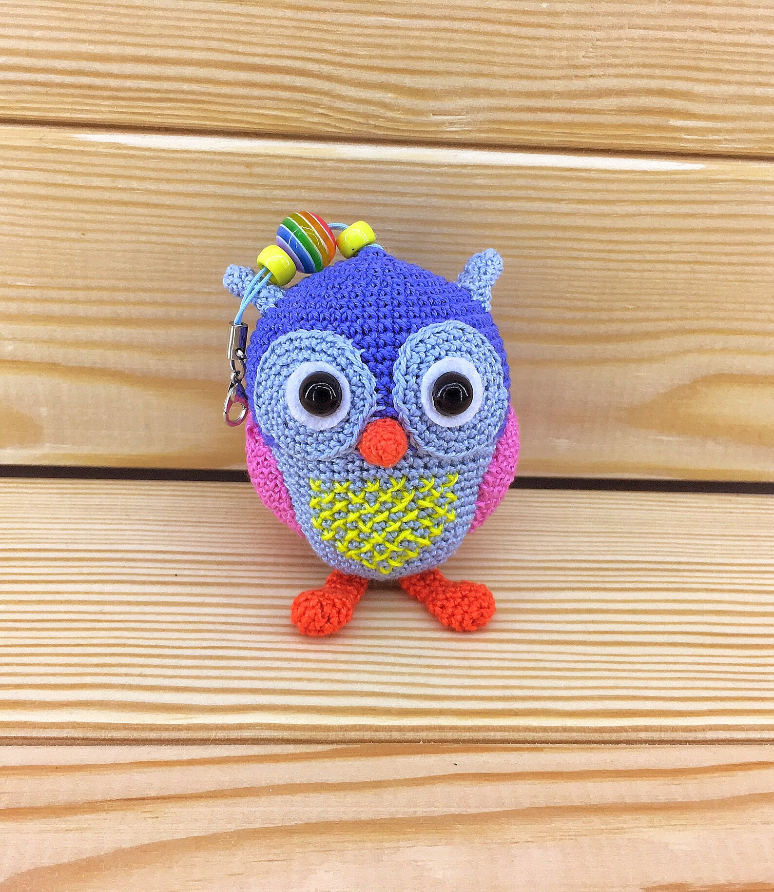 Keychain crochet owl Keyring knit plush animal Etsy