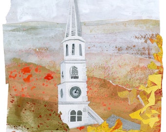 Giclée Art Print - Fall Steeple | Brattleboro, VT