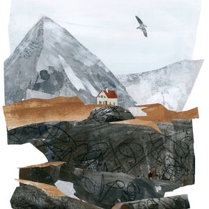 Giclée Art Print Icelandic House on the Cliffs image 1