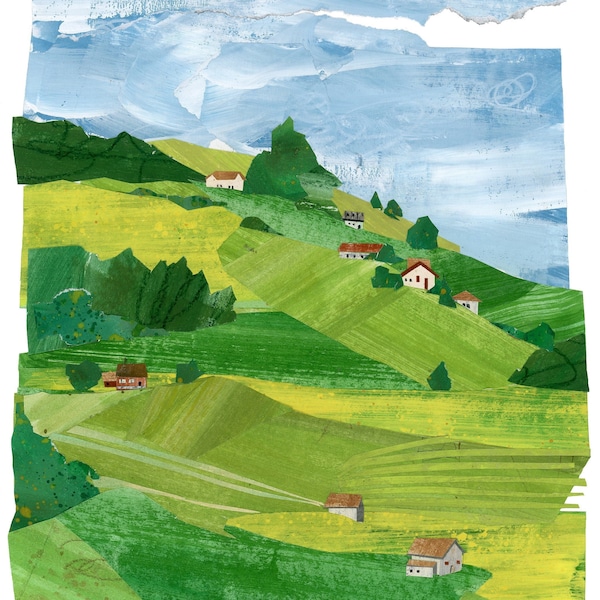 Giclée Art Print - Little Houses on a Hillside