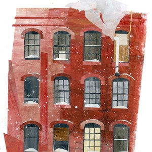 Giclée Art  Print - Winter Windows in the City, Boston