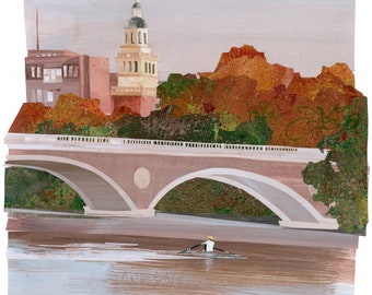Impresión artística giclée - Puente Weeks / Río Charles / Cambridge y Boston, Massachusetts