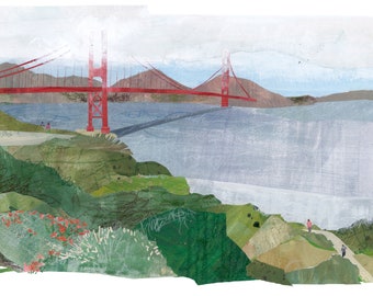 Giclée Kunstdruck - Golden Gate Bridge in San Francisco, CA