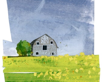 Giclée Art Print - Gray Barn in Yellow Field