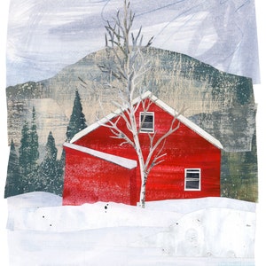 Giclée Art Print - Red Barn in Winter