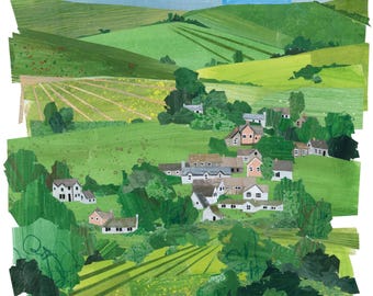 Giclée Art  Print - Countryside Village