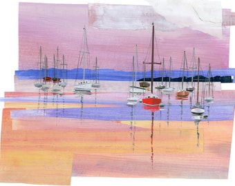 Giclée Art Print - Sailboats at Sunset