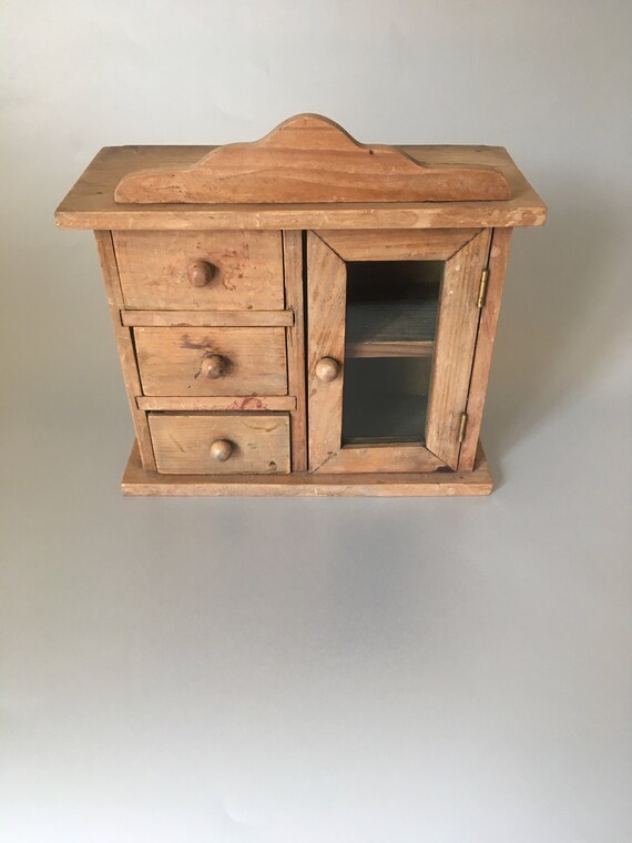 Dolls Dresser Or Wardrobe Box Jewellery Box Vintage Pine Etsy