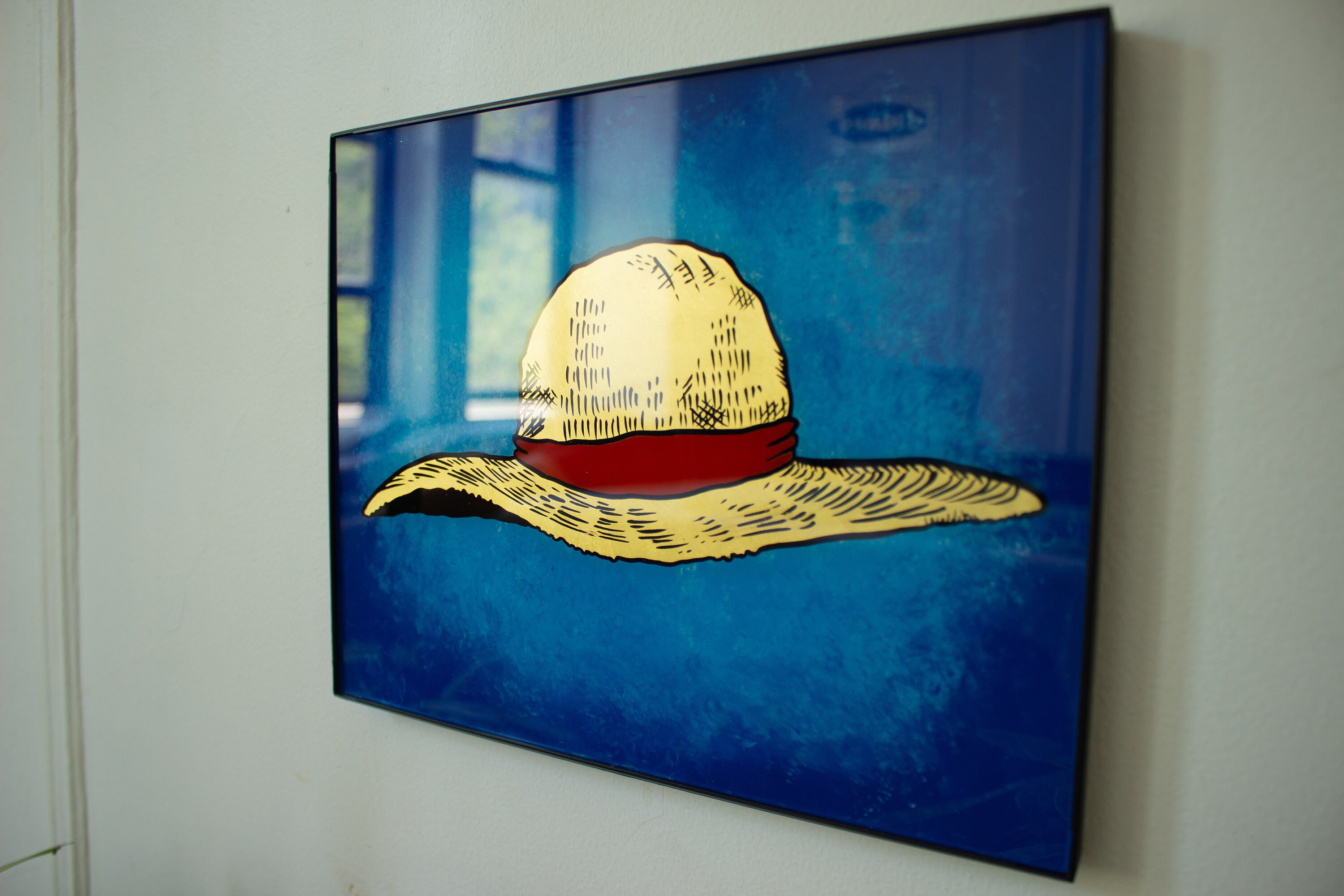 Glass Painting Gold Leaf Straw Hat 