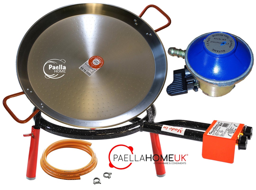 60cm Polished Paella Pan 50cm 2 Ring Gas Burner & Butane Etsy