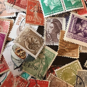 Sellos postales de mujeres a través de la historia. Sellos internacionales. La reina Isabel más mujeres famosas y ficticias. paquete de 10 franqueo de la vendimia.