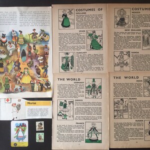 Costumes of the world. Traditional clothing. Vintage, Double sided. Vintage fashion illustrations.