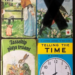 Cubiertas de libros con diseño de mariquitas. Libros infantiles antiguos. Libros vacíos para collages, revistas basura, creación de libros, libros de éxito, arte. Tapas para libros.