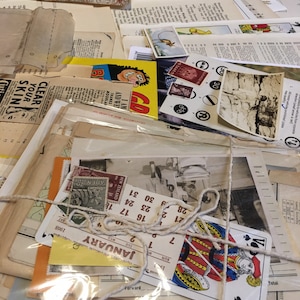 Bumper 100 vintage paper pack.  Full of genuine vintage ephemera. Lots of old illustrations for collages, journaling, art projects. Ephemera
