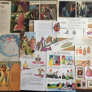 王族のビンテージイラスト。王、女王、王女。素敵な本のイラストが多数。トランプ、切手。