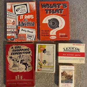 Vintage Card Game Boxes, Colorful Ephemera, Assemblage Art Supply
