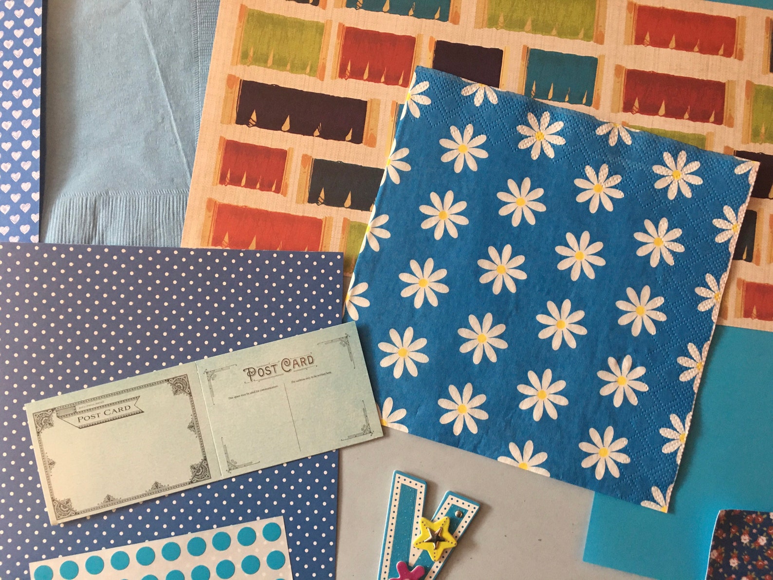 Blue Collage Pack. A Collection of Papers Card Tissue Etsy UK