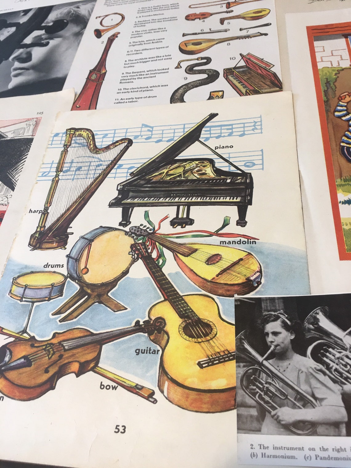 Musical Instruments. Vintage Collage Journaling Paper Pack. Etsy UK