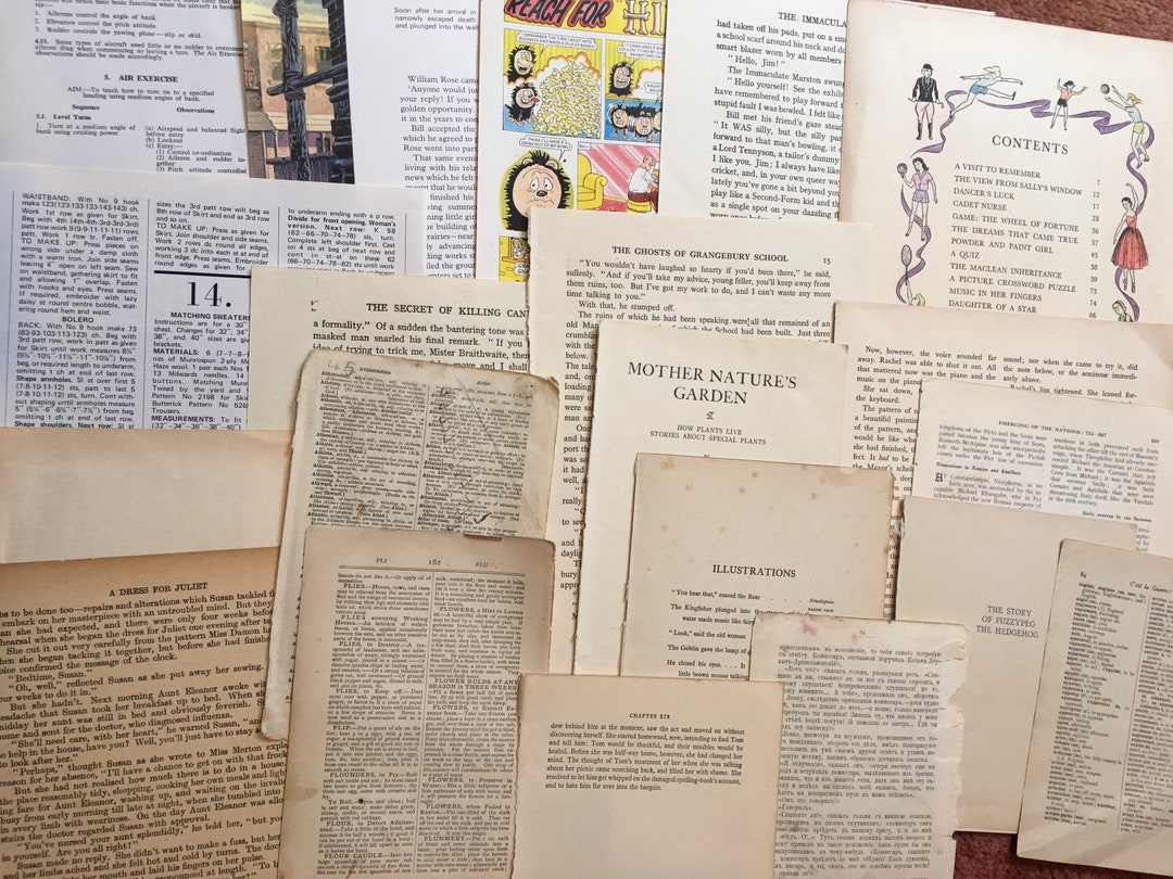 30 Vintage Text Pages Ephemera Pack. Mainly Text With Some ...