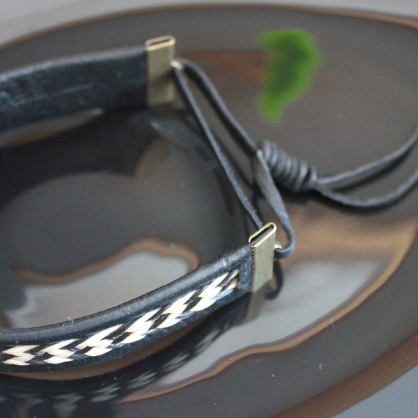 Mens Horse Hair and Leather Bracelet Etsy