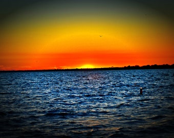 Fiery Sunset Over Bay Photo Print