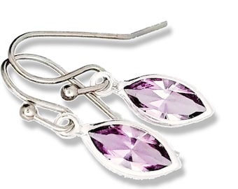 Light Amethyst Swarovski Marquis Earrings, Sterling Silver, June Birthstone