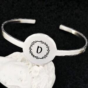 Initial Bracelet, Custom Cuff Bracelet, Silver Cuff Bracelet, Bracelet Cuff, Inspirational Bracelet Cuff, Bracelet Gift, Custom Gift