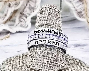 Inspirational Ring, I am Enough, Motivation Jewelry, Personalize Jewelry, Hand Stamped Ring, Stackable Rings, BFF Gift, Inspire Ring