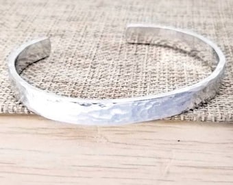 Custom Hammered Silver Cuff Bracelet, Engraved Silver Cuff Bracelet, Personalized Silver Cuff Bracelet, Handcrafted Bracelet, Jewelry Gift